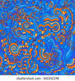 Abstract bright color seamless vector pattern. Endless doodle background. Can be used for cards, invitations, fabrics, wallpapers, scrap-booking, ornamental template for design and decoration, etc