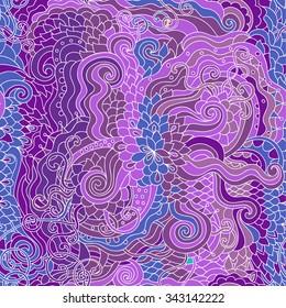 Abstract bright color seamless vector pattern. Endless doodle background. Can be used for cards, invitations, fabrics, wallpapers, scrap-booking, ornamental template for design and decoration, etc