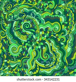 Abstract bright color seamless vector pattern. Endless doodle background. Can be used for cards, invitations, fabrics, wallpapers, scrap-booking, ornamental template for design and decoration, etc