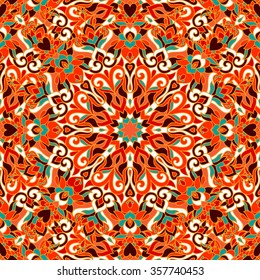Abstract bright color seamless vector pattern. Endless doodle background. Can be used for cards, invitations, fabrics, wallpapers, scrap-booking, ornamental template for design and decoration, etc