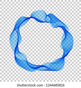 Abstract bright color wave in the shape of circle. Vector isolated curly blue frame for background of your design.
