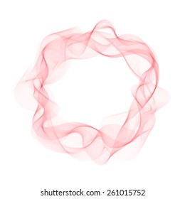 Abstract bright color wave in the shape of circle. Vector isolated curly red frame for background of your design.