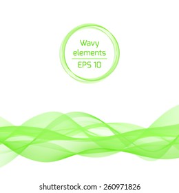 Abstract bright color wave. Vector isolated curly green element with frame in the shape of circle for background of your design.