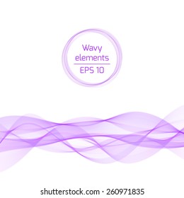 Abstract bright color wave. Vector isolated curly purple element with frame in the shape of circle for background of your design.