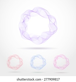Abstract bright color wave. Vector isolated curly frame in the shape of circle for background of your design
