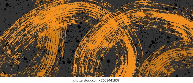 Abstract bright colored background with brush stroke texture. Hand drawn scratches splatter grunge distressed background. Grainy bold brush strokes texture with small dots. Retro vector background