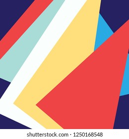 Abstract bright colored background with geometric shapes and objects.
