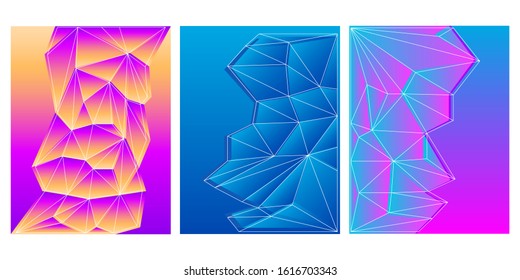 Abstract bright colored covers template set. Gradient minimalistic background for design birthday card, party invitation, poster, book cover, workshop advertising etc. 