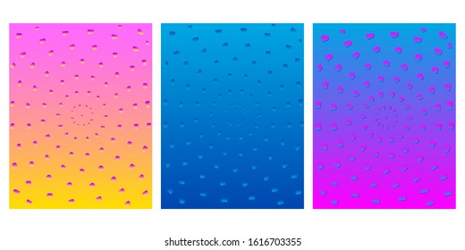 Abstract bright colored covers template set. Gradient minimalistic background for design birthday card, party invitation, poster, book cover, workshop advertising etc. 