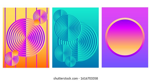 Abstract bright colored covers template set. Gradient minimalistic background for design birthday card, party invitation, poster, book cover, workshop advertising etc. 