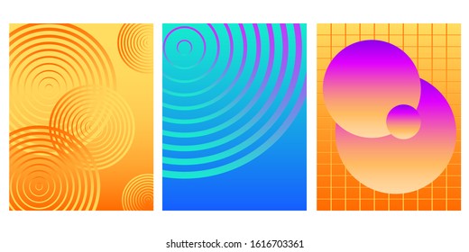 Abstract bright colored covers template set. Gradient minimalistic background for design birthday card, party invitation, poster, book cover, workshop advertising etc. 