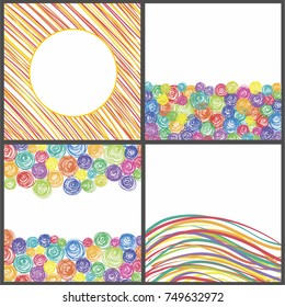 Abstract bright colored vector pattern background from circle lines poster card colorful banner design