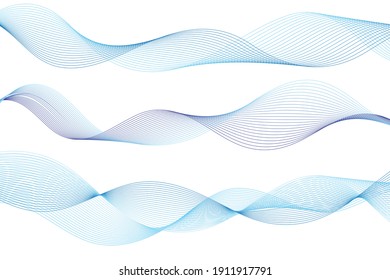 Abstract bright colored wave lines on a white background. Example of wave design for a website or magazine