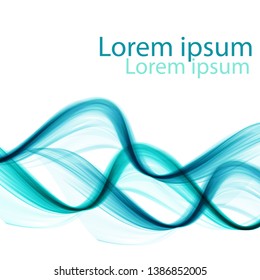 Abstract bright colored waves on a white background