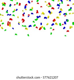 Abstract bright colorful confetti background. Isolated on the white. Vector holiday illustration.