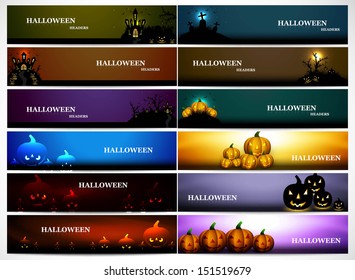 abstract bright colorful headers 12 collection halloween design vector illustration