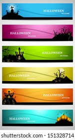 abstract bright colorful headers set of six halloween design vector 