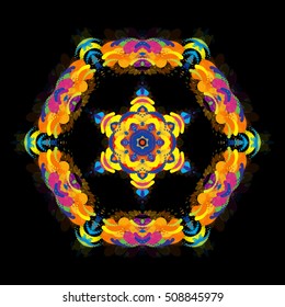 Abstract Bright Colorful Hexagonal Shape. Creative Concept.
