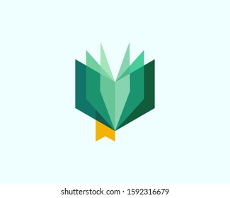 Abstract bright colorful open book modern minimal style illustration. Creative icon logo design. Bookmarked book vector logotype.