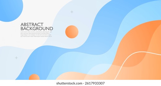 Abstract bright and colorful orange and blue wave pattern on white background. Simple and trendy banner business background. Eps10 vector
