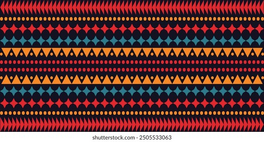 Abstract bright colorful pattern banner design template with tribal Aztec style ornament. Ethnic background collection. Ethnic border style seamless pattern. Tribal Mexico or African print design art.
