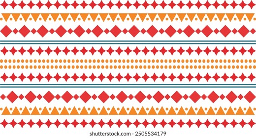 Abstract bright colorful pattern banner design template with tribal Aztec style ornament. Ethnic background collection. Ethnic border style seamless pattern. Tribal Mexico or African print design art.