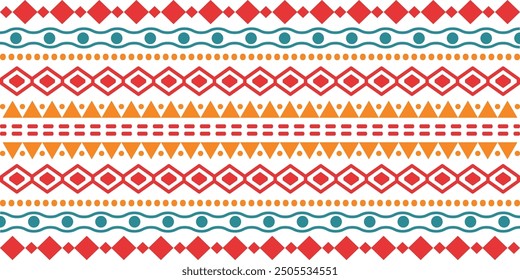 Abstract bright colorful pattern banner design template with tribal Aztec style ornament. Ethnic background collection. Ethnic border style seamless pattern. Tribal Mexico or African print design art.