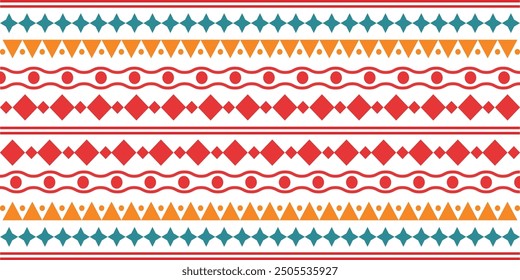 Plantilla de diseño de Anuncio de patrón colorido brillante Abstractas con adorno de estilo azteca tribal. Colección de origen étnico. Patrón sin fisuras de estilo de frontera étnica. México tribal o arte de diseño de impresión africana.