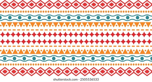 Abstract bright colorful pattern banner design template with tribal Aztec style ornament. Ethnic background collection. Ethnic border style seamless pattern. Tribal Mexico or African print design art.