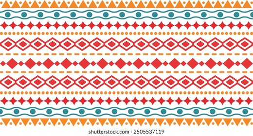 Abstract bright colorful pattern banner design template with tribal Aztec style ornament. Ethnic background collection. Ethnic border style seamless pattern. Tribal Mexico or African print design art.