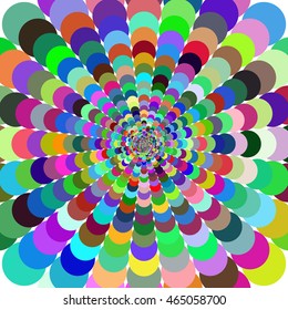 Abstract bright colorful patterned background. Motley abstract background with bright circles creating a pattern. Followed gradually increases from the center
