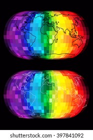 Abstract bright and colorful rainbow background in geometric style. Vector illustration.