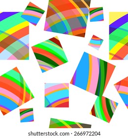 Abstract bright colorful seamless pattern with squares on a white 