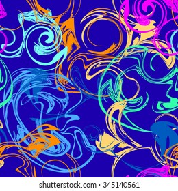 Abstract bright colorful spirals, swirl, spray. Vector illustration