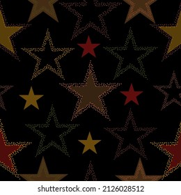 Abstract bright colorful universe, nebula night starry sky in rainbow colors. All colorful stars vector seamless background and on black backgrouond.