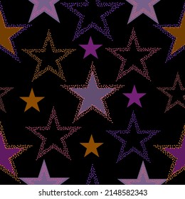 Abstract bright colorful universe, nebula night starry sky in rainbow colors. All colorful stars vector seamless background and on black backgrouond.