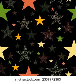 Abstract bright colorful universe, Rainbow colored stars, Summer night starry sky,  Multicolor shiny outer space, Glittering galactic texture background, Seamless illustration