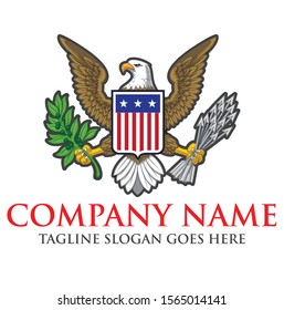 Abstract bright colourfull american eagle logo design template