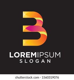 abstract bright colourfull B letter logo design template