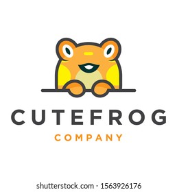abstract bright colourfull cute frog logo design template