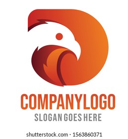 abstract bright colourfull D eagle logo design template