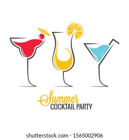 Abstract bright colourfull summers cocktail party logo design template