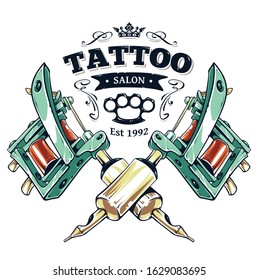 abstract bright colourfull tattoo badges design