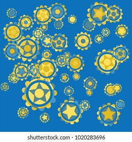Abstract bright composition of gears in eastern style. Vector illustration.