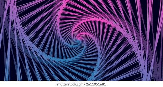 Abstract bright creative cosmic background. Hyper jump into another galaxy. Speed of light, neon glowing twisted lines in motion. vector