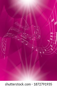 abstract bright crimson background with curved music notes and abstractions - vector