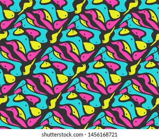 Abstract bright cute seamless pattern with fancy figurines