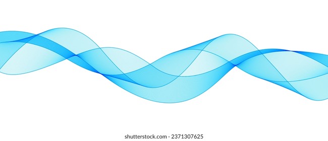 Resumen Elemento de diseño brillante Línea de onda azul transparente aislado en fondo blanco. Línea creativa de arte para el diseño de sitios web, páginas de aterrizaje y uso universal.