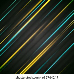 Abstract bright diagonal glowing stripes vector background