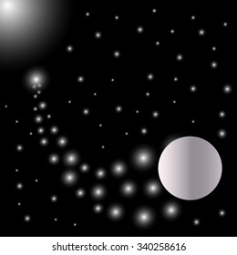 Abstract bright falling star - Shooting star with twinkling star trail on dark abstract background - Meteoroid